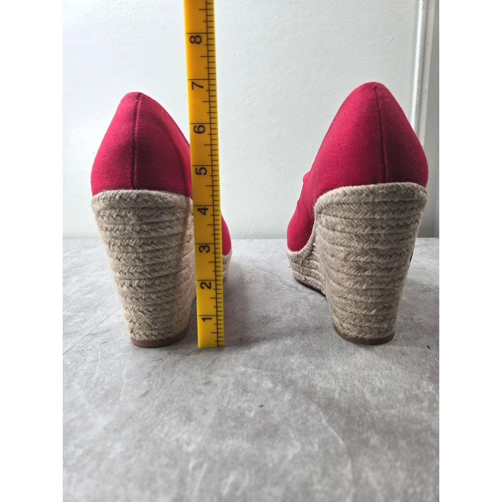 Torrid Mary Jane Espadrille Platform Wedge 10 Wide Fit Red Canvas Retro Pumps - Picture 3 of 10